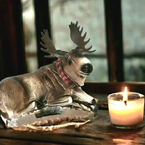 Vintage Adirondack Chalkware Moose, Cozy Cabin Hunting Lodge Decor